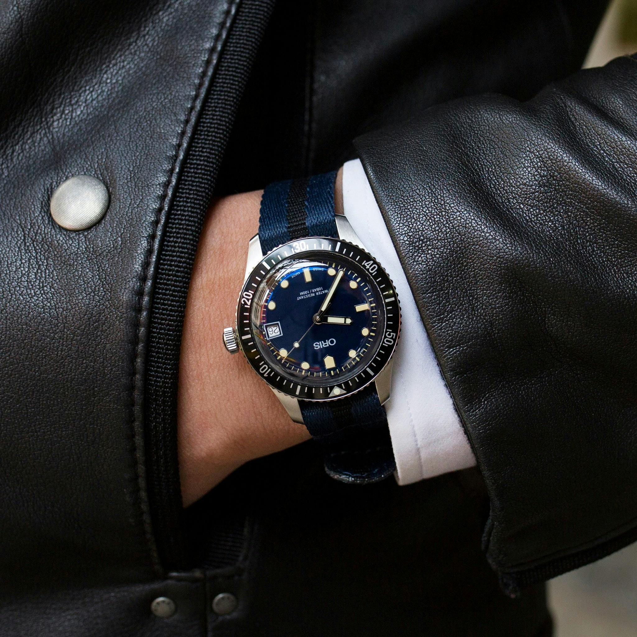 Oris Divers Sixty Five 36mm Blue Dial With Blue Textile Strap Hodinkee Shop