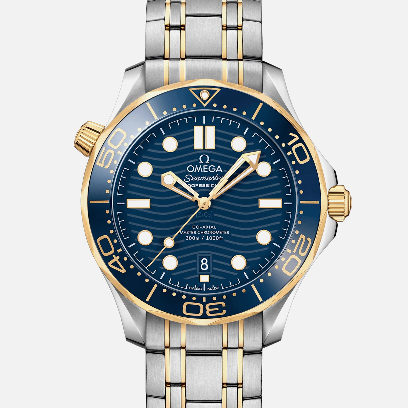 Omega Seamaster Diver 300m Co Axial Master Chronometer 42mm Two Tone Blue Dial On Bracelet Hodinkee Shop