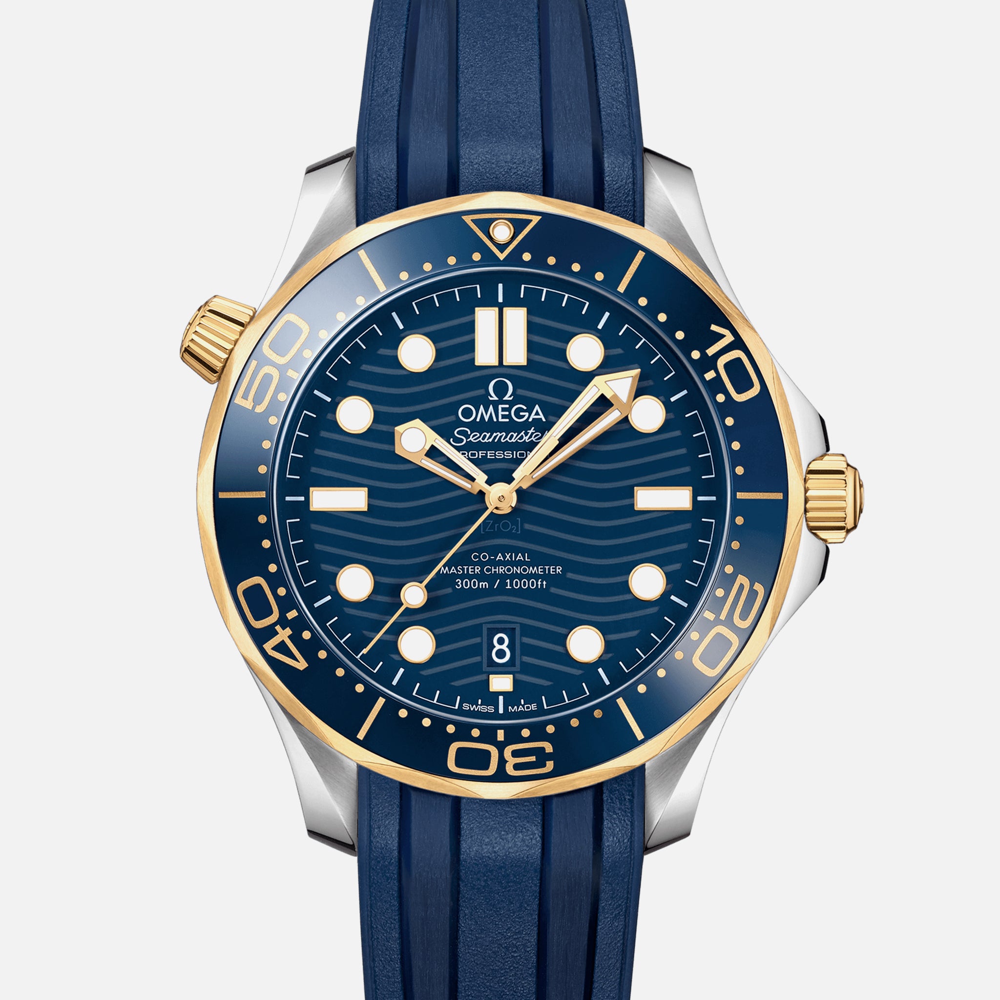 omega seamaster two tone blue dial