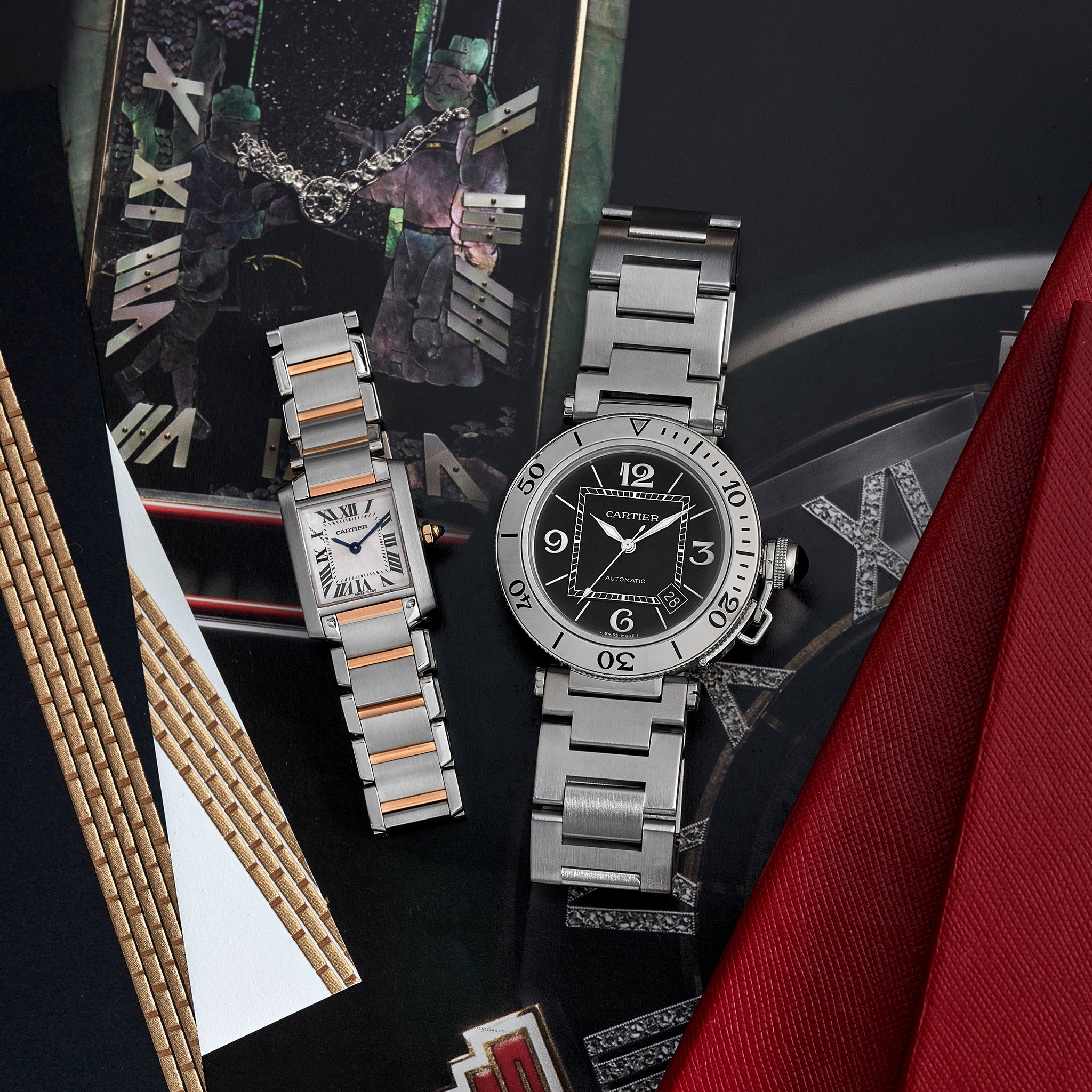 Cartier Pasha Seatimer Black Dial In Stainless Steel