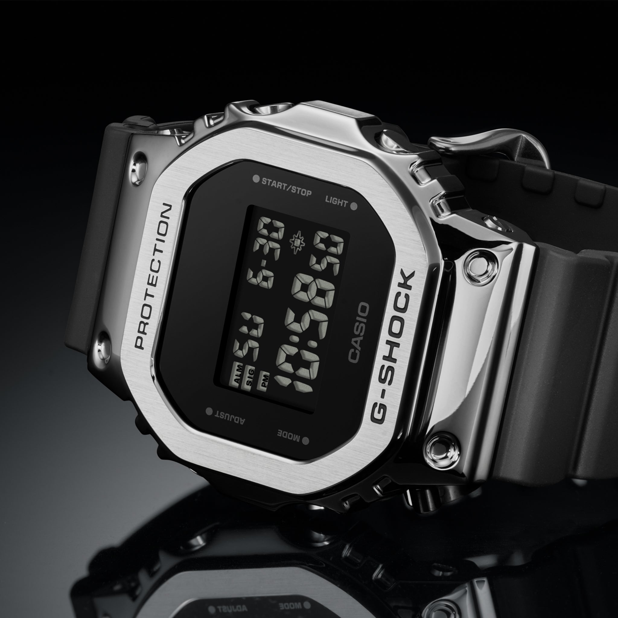 G-SHOCK GM5600-1 With Stainless Steel Bezel And Resin Strap