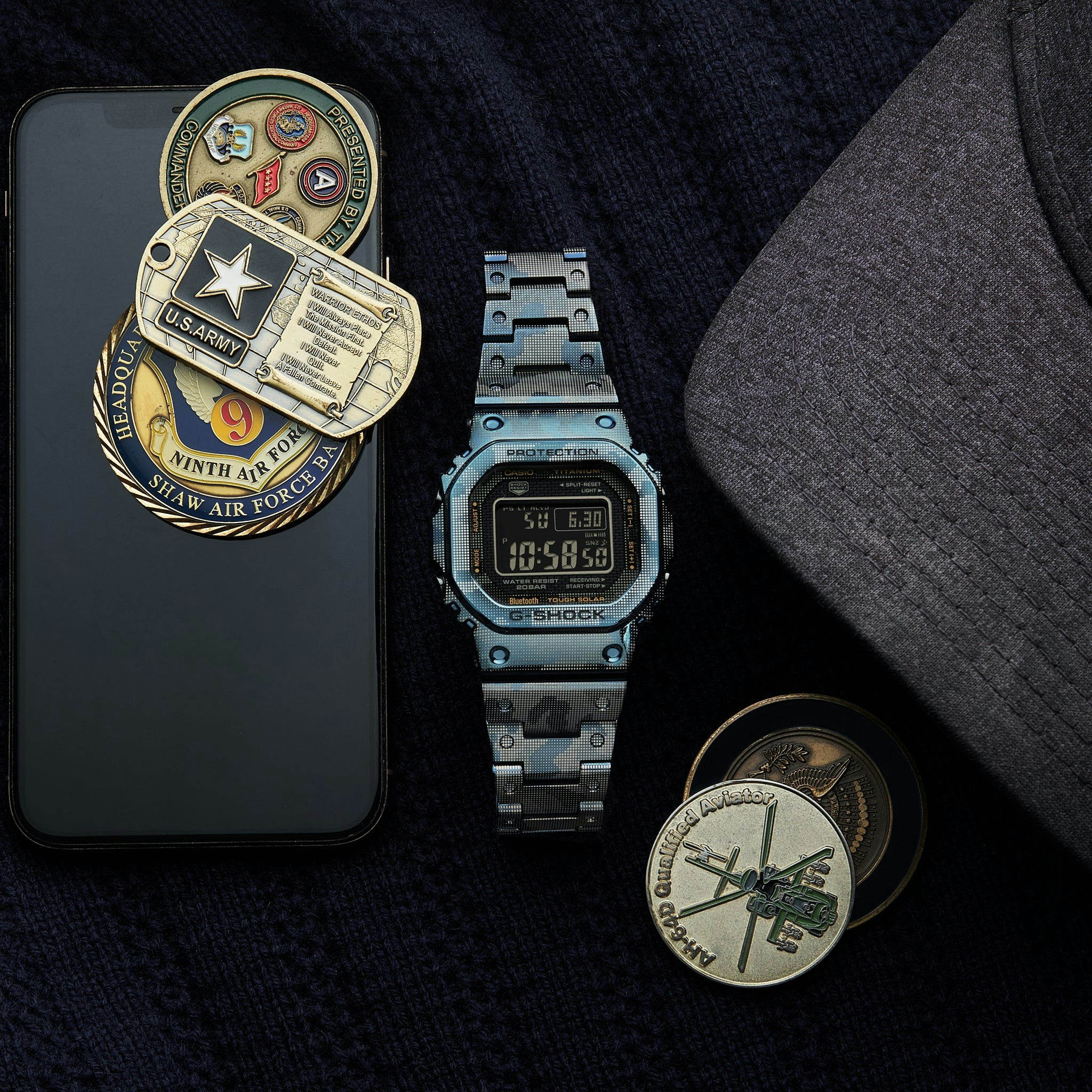 G Shock Gmwb5000tcf 2 Full Metal Blue Camouflage Dlc Coated Titanium Hodinkee Shop
