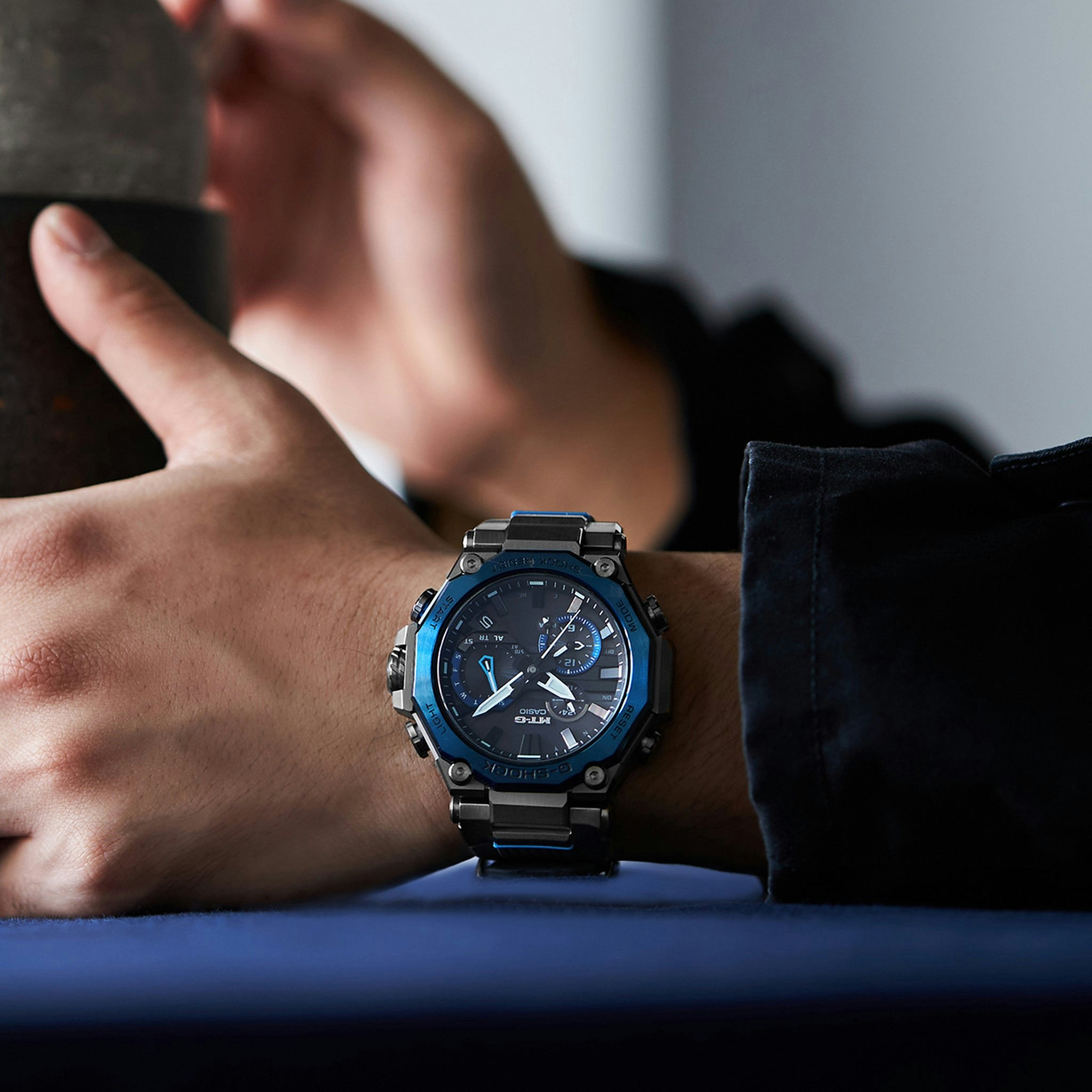G Shock Mtg B00b 1a2 Dual Core Guard Blue Ip Bezel On Resin Strap Hodinkee Shop G Shock Mtg B00b 1a2 Dual Core Guard Blue Ip Bezel On Resin Strap Hodinkee Shop