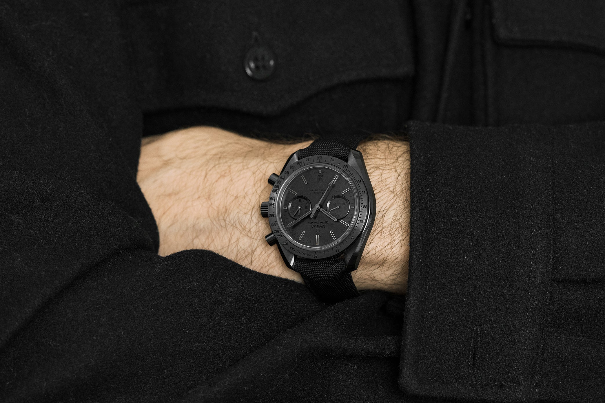 Omega dark side black black sale