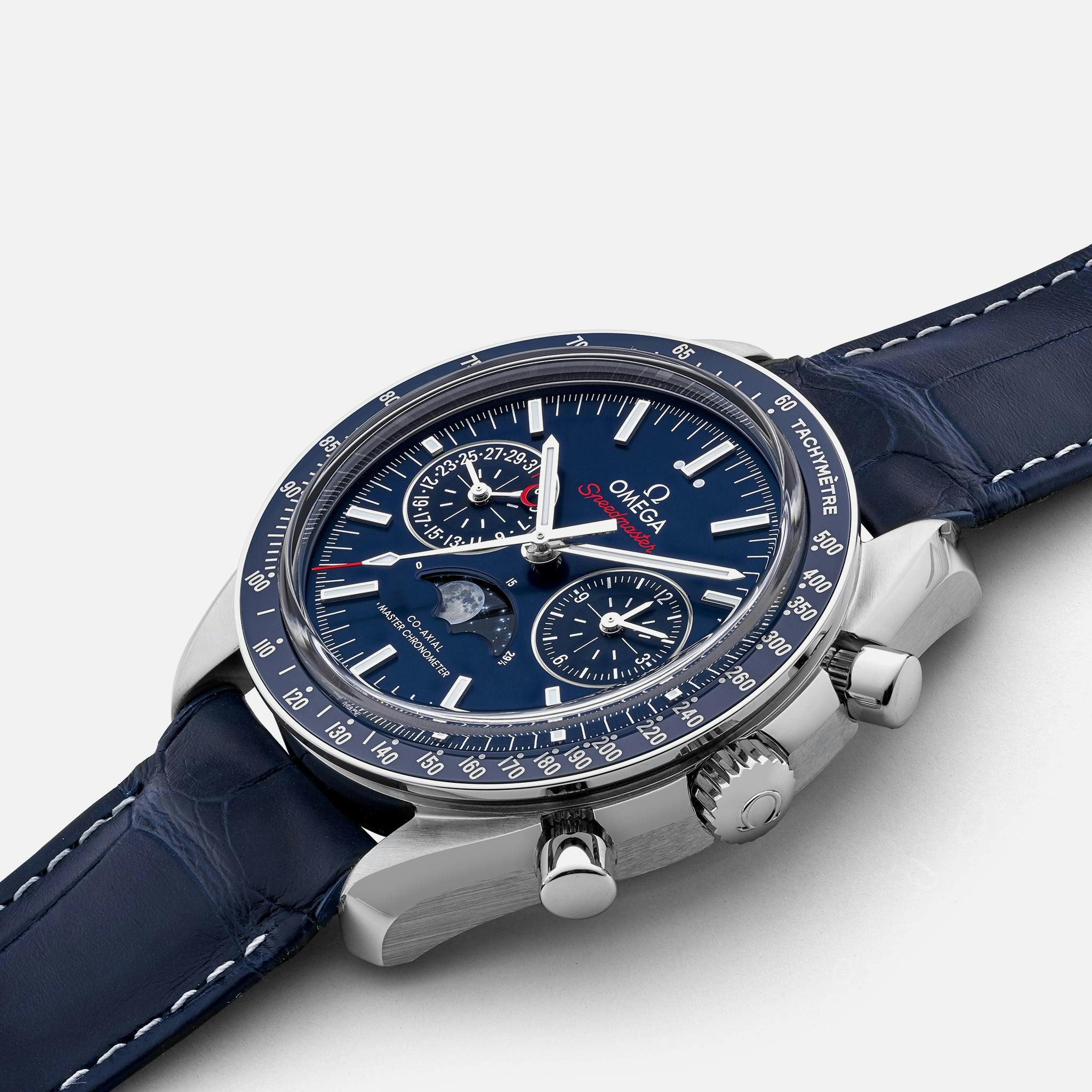 omega speedmaster chronograph blue