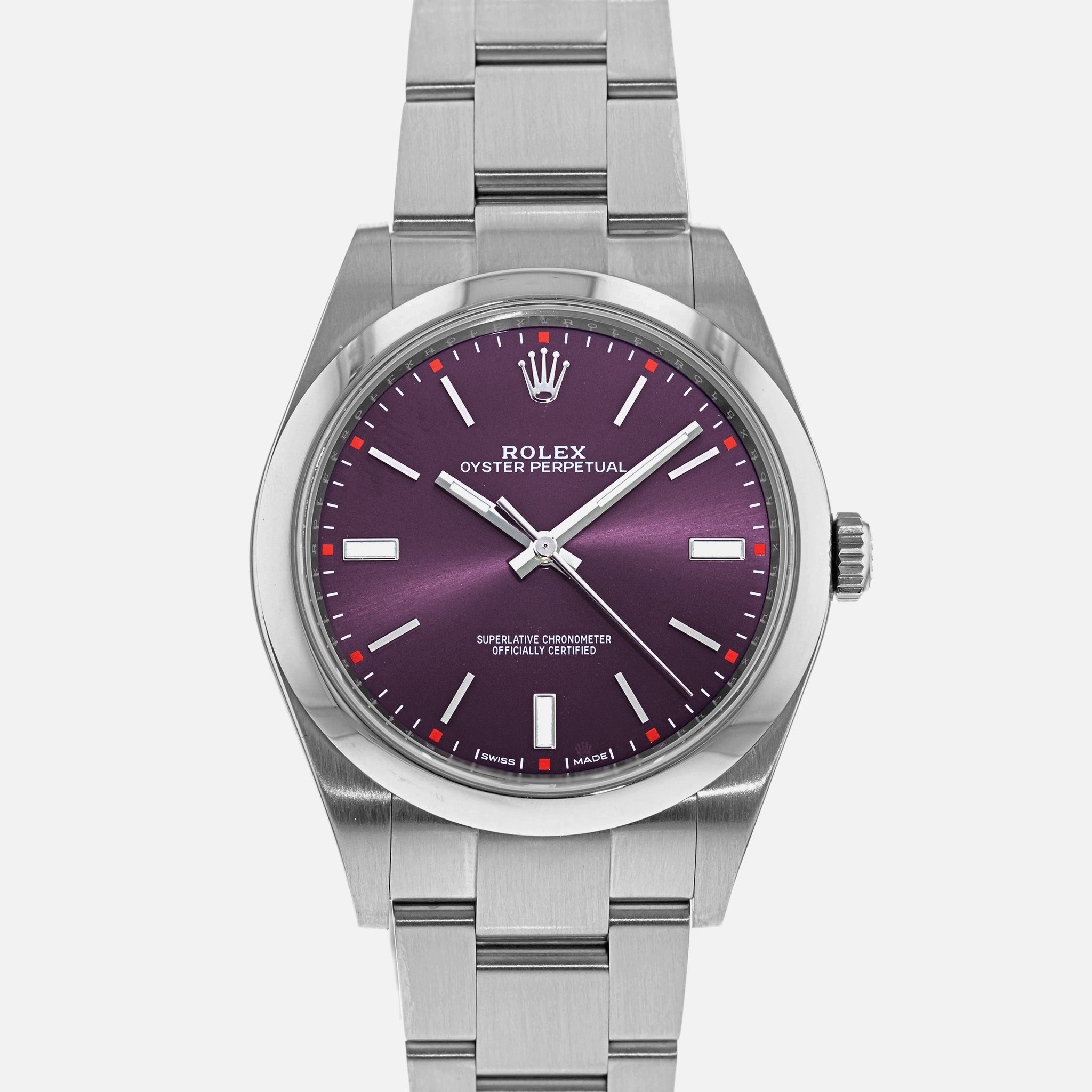 Rolex Oyster Perpetual 39 With Red Grape Dial Ref. 114300