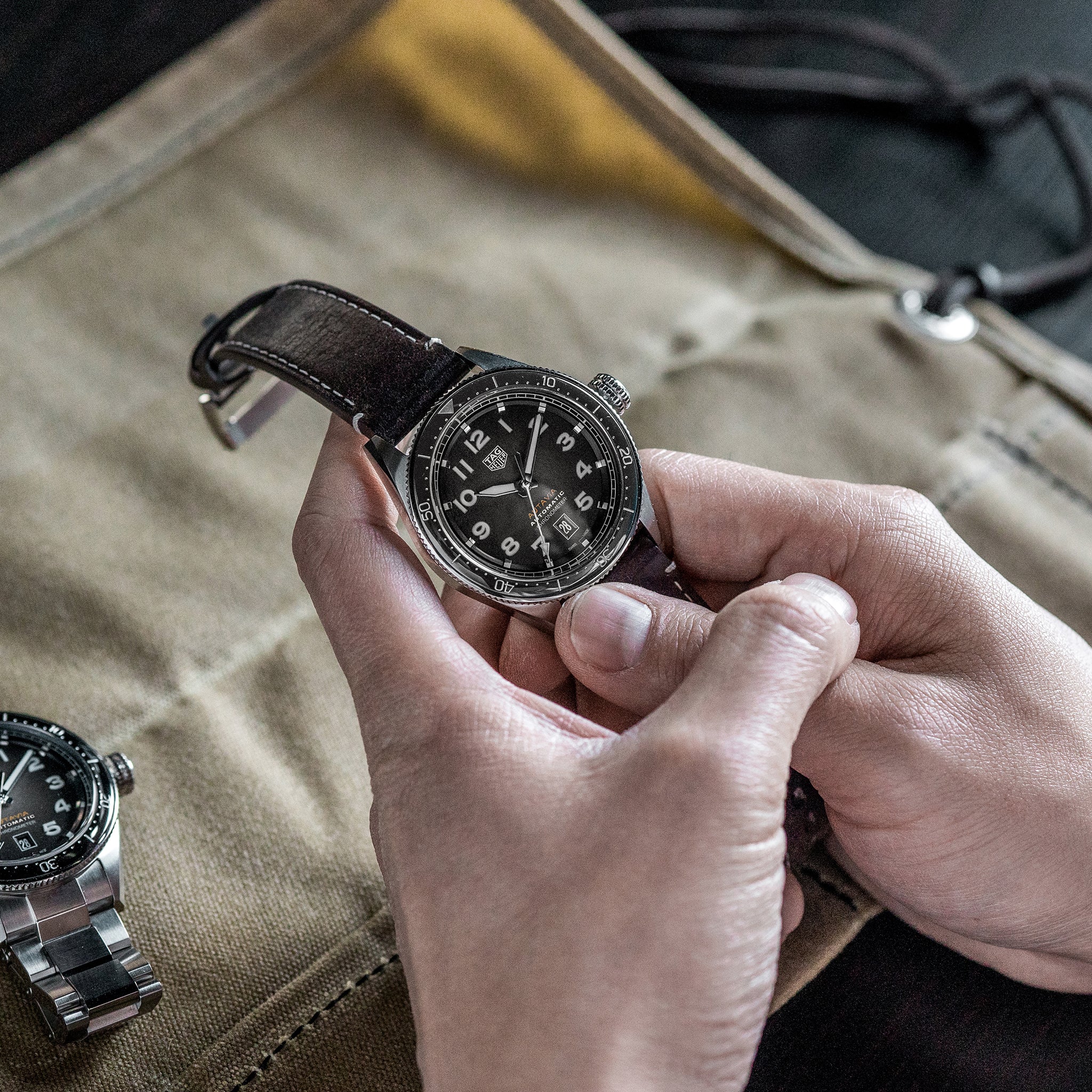 tag heuer calibre 5 leather strap